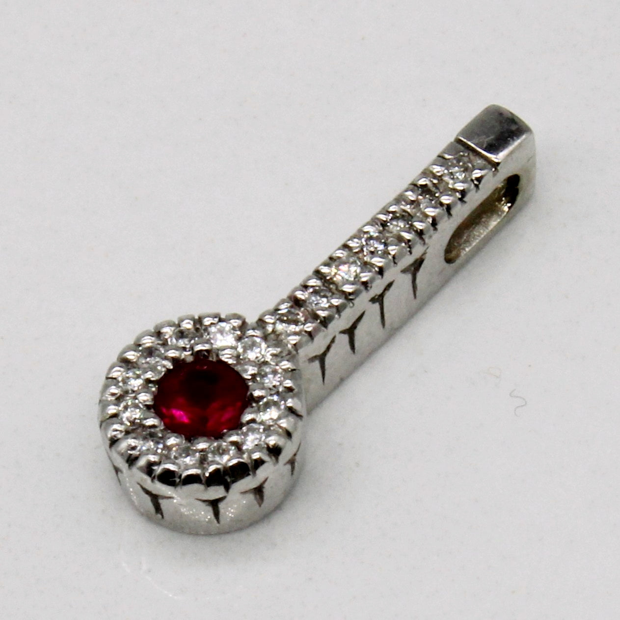 Ruby & Diamond Drop Pendant | 0.10ct, 0.08ctw |