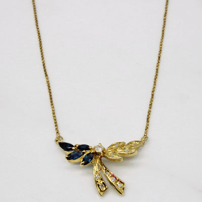 Sapphire & Diamond Necklace | 0.40ctw, 0.08ctw | 16
