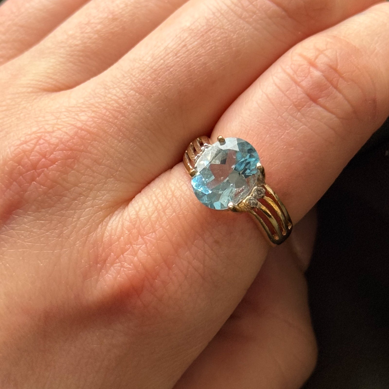 Blue Topaz & Diamond Cocktail Ring | 4.90ct, 0.02ctw | SZ 7.75 |