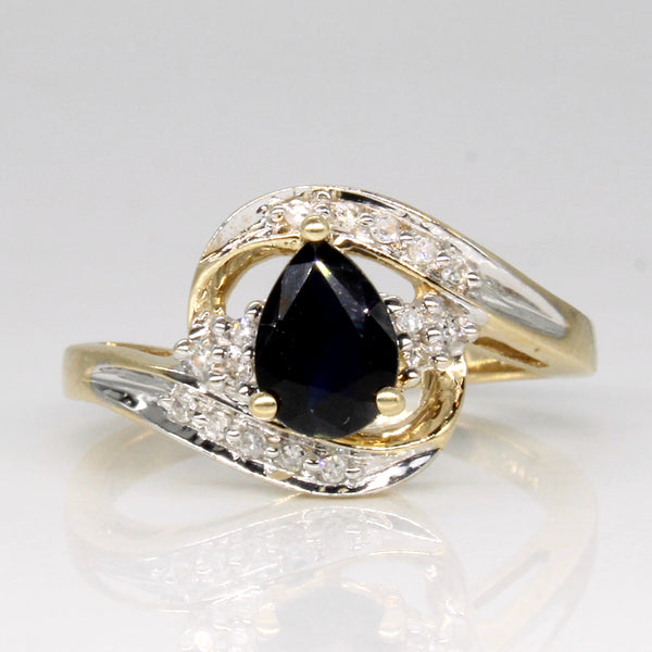 Sapphire & Diamond Bypass 10k Ring | 0.85ct, 0.08ctw | SZ 7.25 |