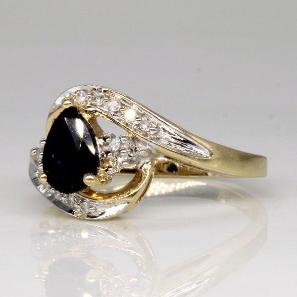 Sapphire & Diamond Bypass 10k Ring | 0.85ct, 0.08ctw | SZ 7.25 |