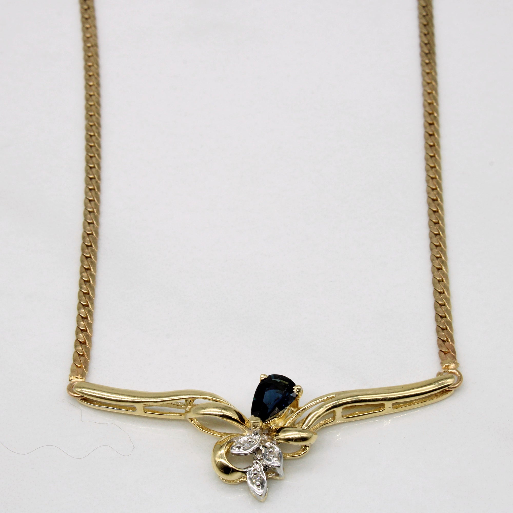 Sapphire & Diamond Necklace | 0.50ct, 0.02ctw | 16