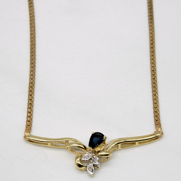 Sapphire & Diamond Necklace | 0.50ct, 0.02ctw | 16