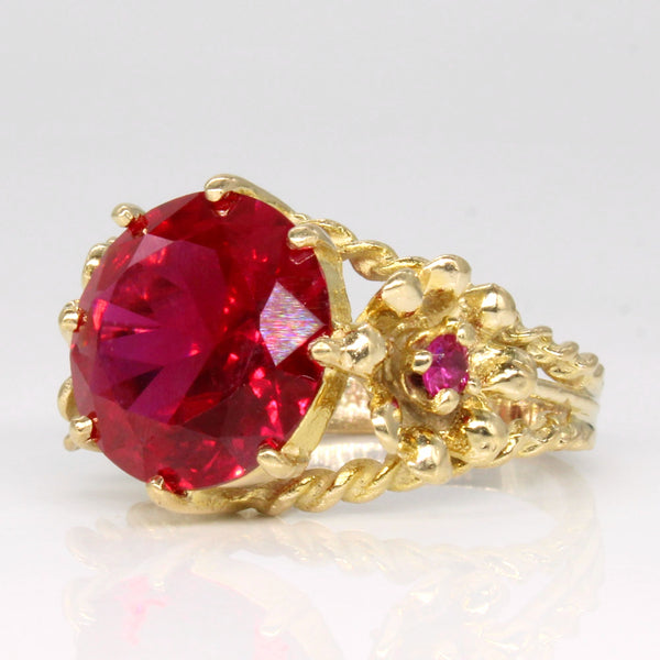 Synthetic Ruby Cocktail Ring | 5.00ctw | SZ 5.75 |