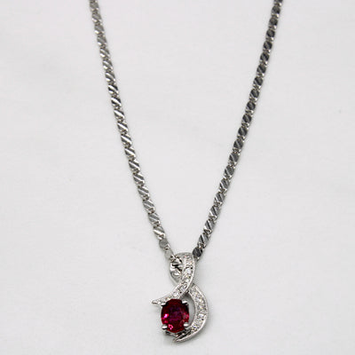 Ruby & Diamond Pendant & Necklace | 0.32ct, 0.07ctw | 16