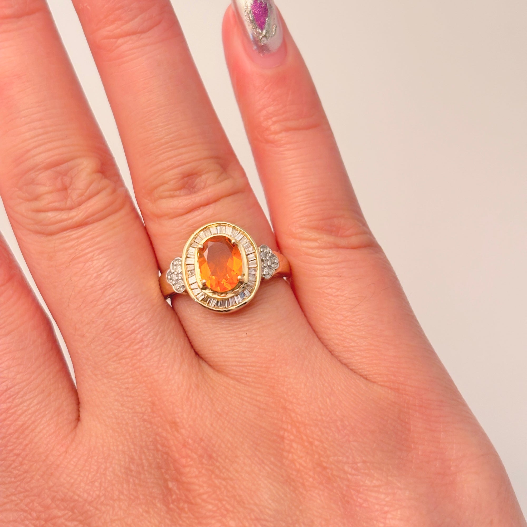 14k Yellow Gold  Orange Sapphire and Diamond Ring | 1.08ct, 0.30ctw | SZ 7