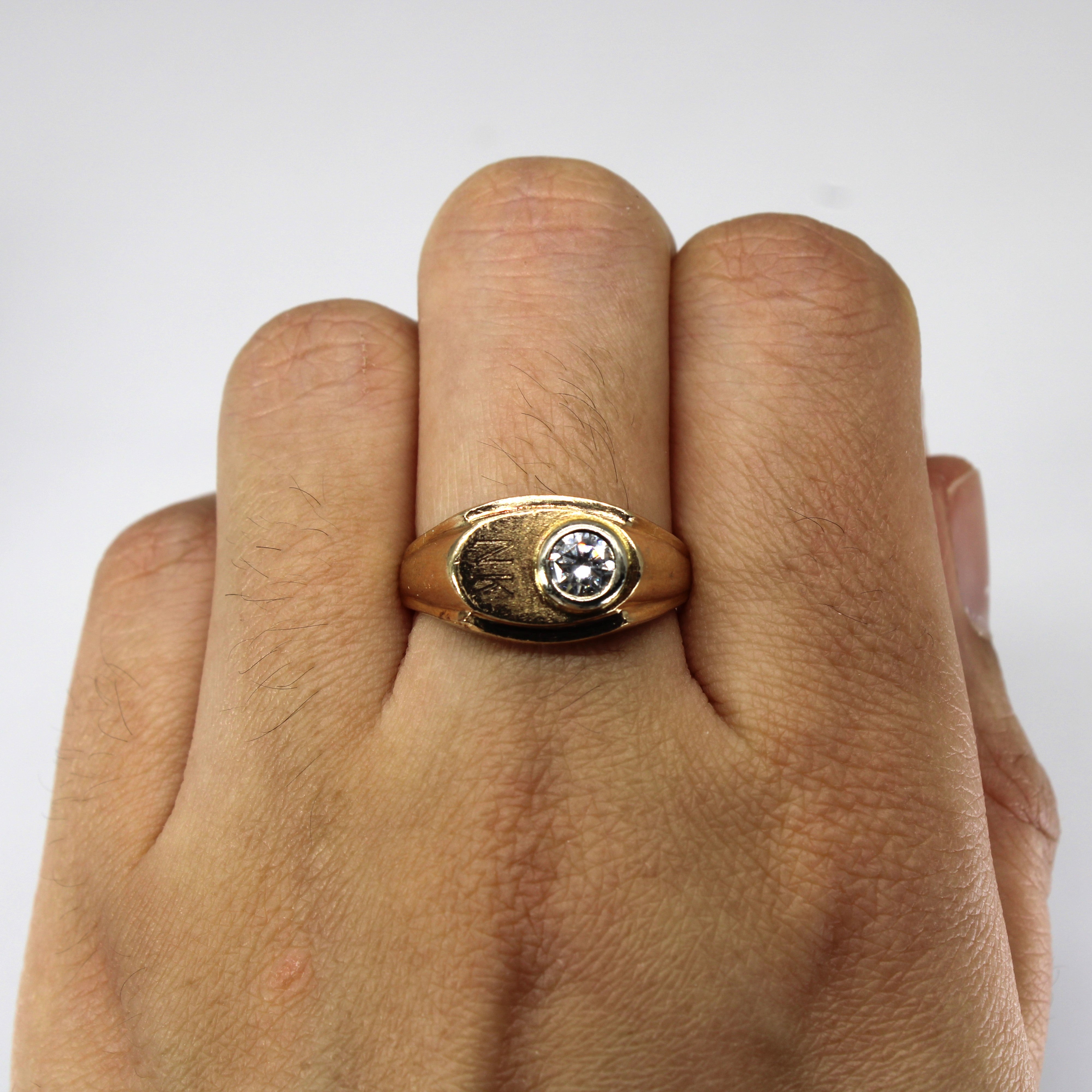 Bezel Set Solitaire Dimond Signet Ring | 0.55ct VS1/VS2 G/H | SZ 8 |