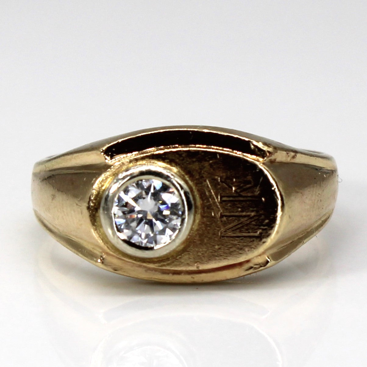 Bezel Set Solitaire Dimond Signet Ring | 0.55ct VS1/VS2 G/H | SZ 8 |