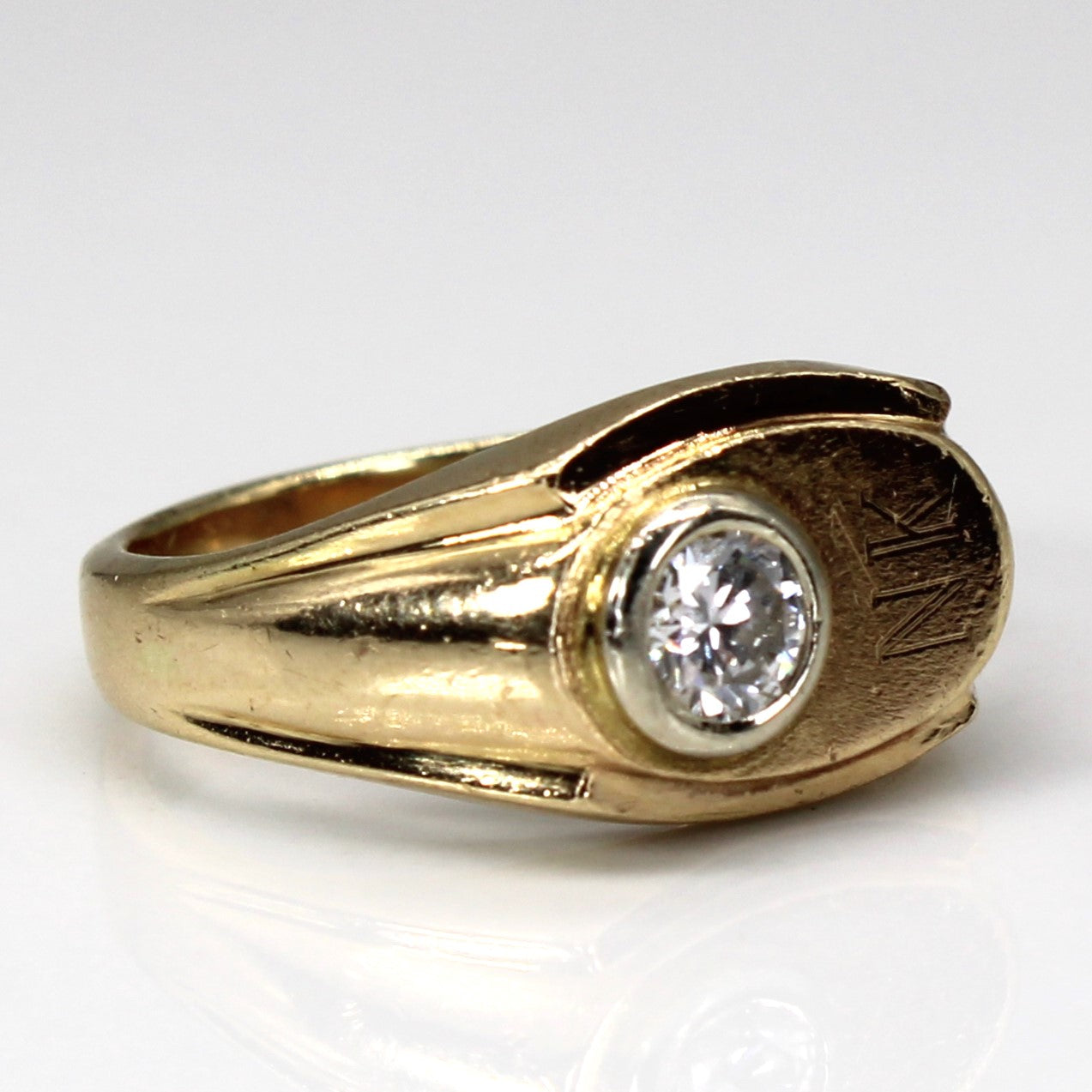 Bezel Set Solitaire Dimond Signet Ring | 0.55ct VS1/VS2 G/H | SZ 8 |
