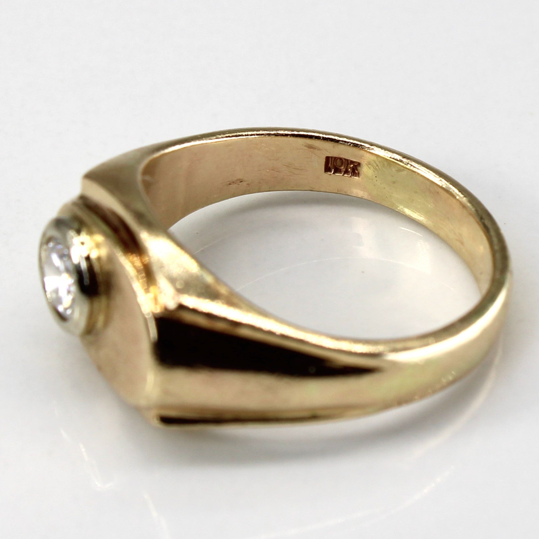 Bezel Set Solitaire Dimond Signet Ring | 0.55ct VS1/VS2 G/H | SZ 8 |