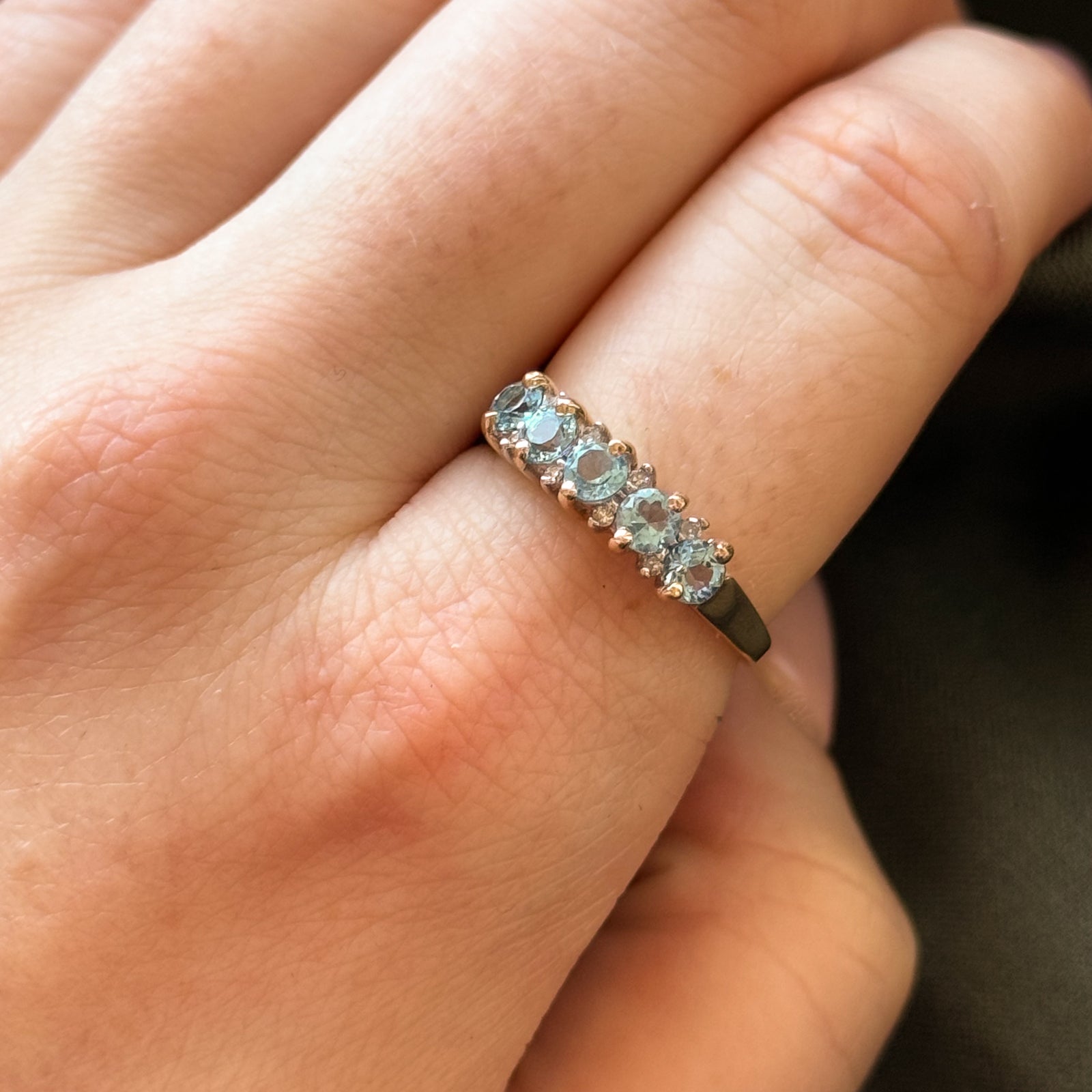 Five Stone Blue Topaz & Diamond Ring | 0.90ctw, 0.04ctw | SZ 7.75 |
