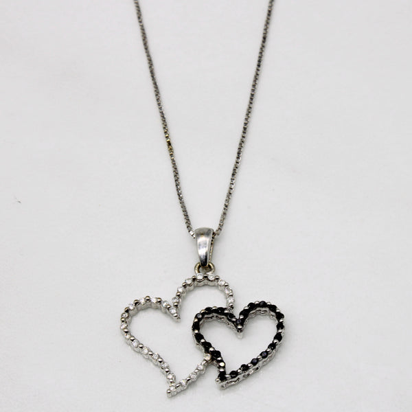 Black & White Diamond Heart Pendant & Necklace | 0.14ctw | 18