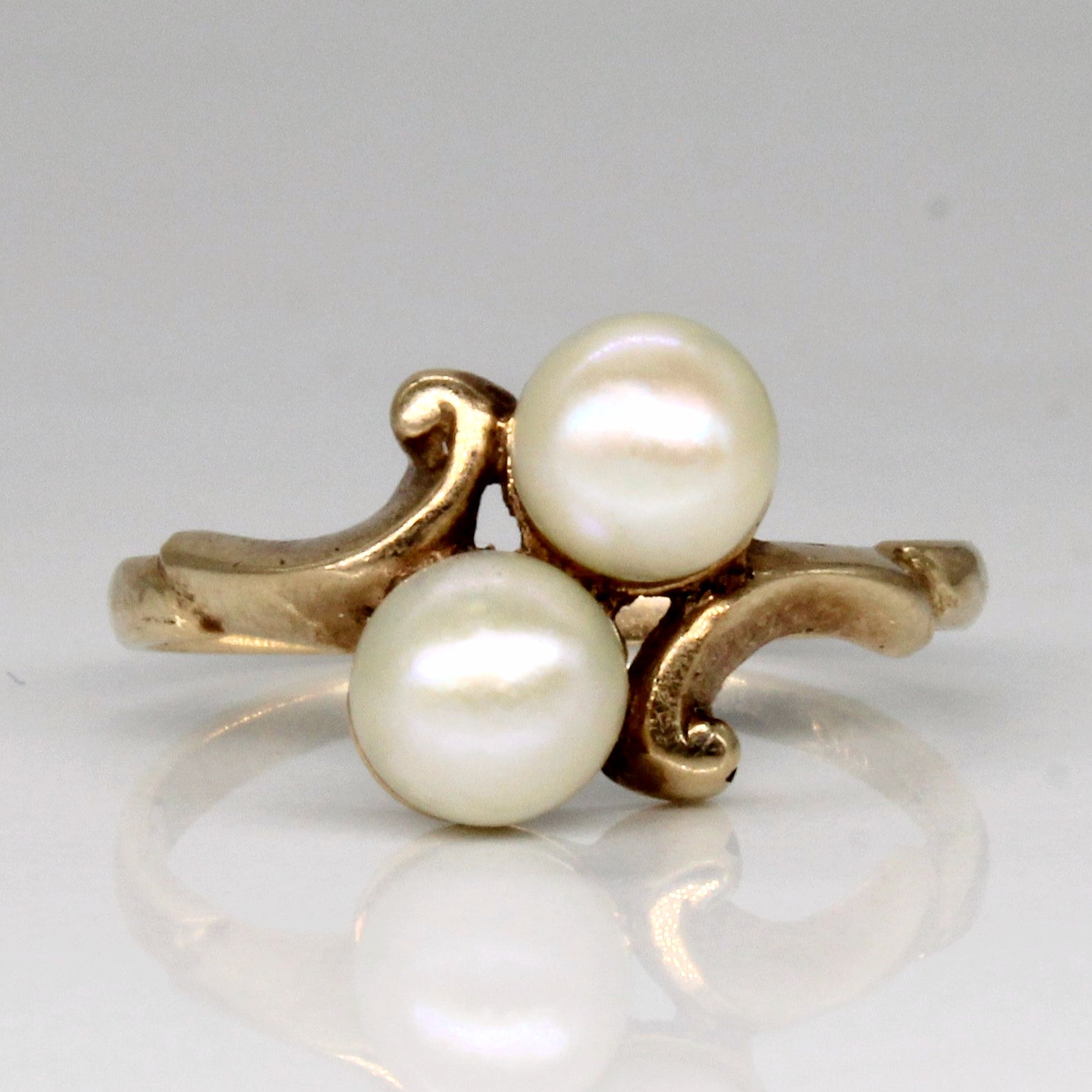 Two Stone Pearl Bypass Ring | SZ 5.25 |