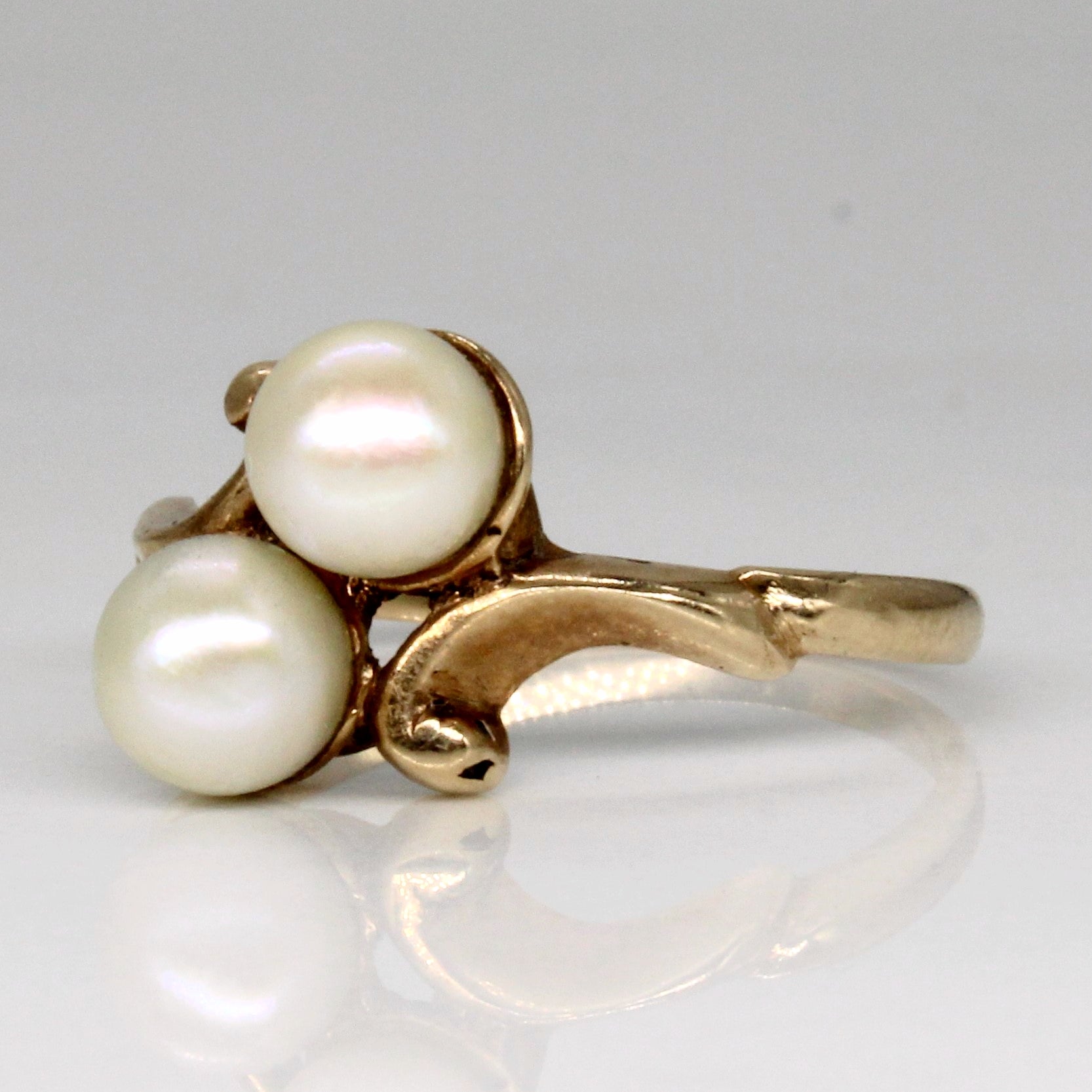 Two Stone Pearl Bypass Ring | SZ 5.25 |