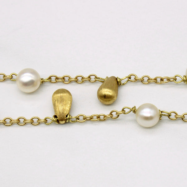 Links of London' Drop Pearl & 18k Yellow Gold Tiered Necklace | 16