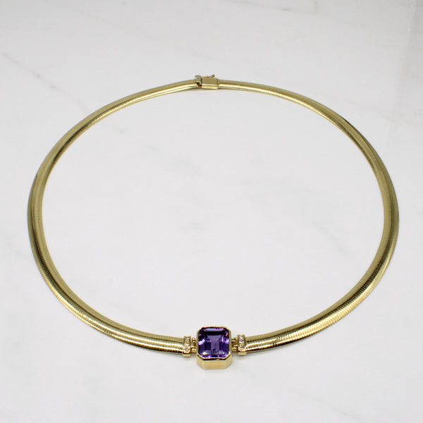 Amethyst & Diamond Necklace | 4.70ct, 0.06ctw | 18