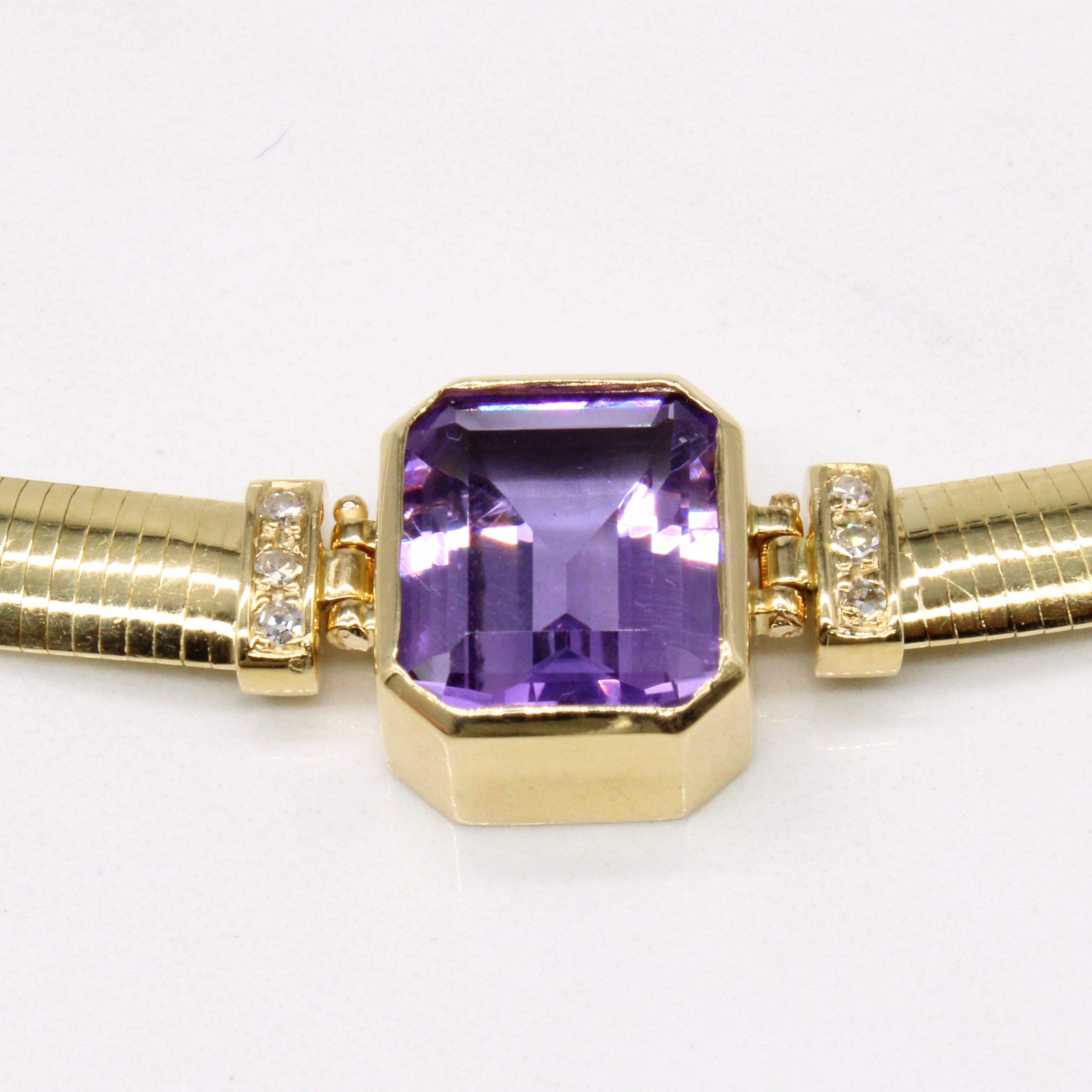 Amethyst & Diamond Necklace | 4.70ct, 0.06ctw | 18" |