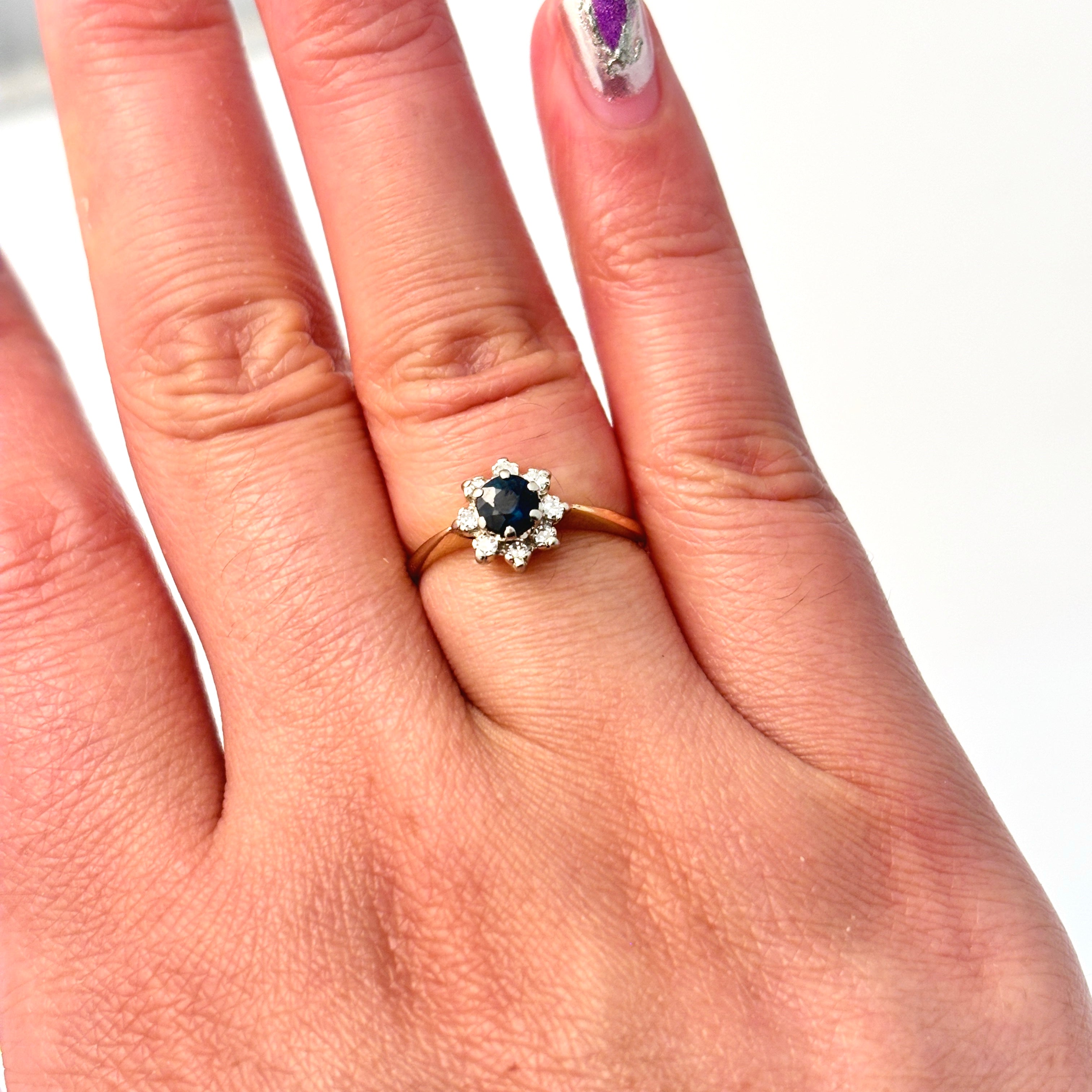 10k Yellow Gold Sapphire and Diamond Ring | 0.37ct, 0.136ctw | SZ 5.5