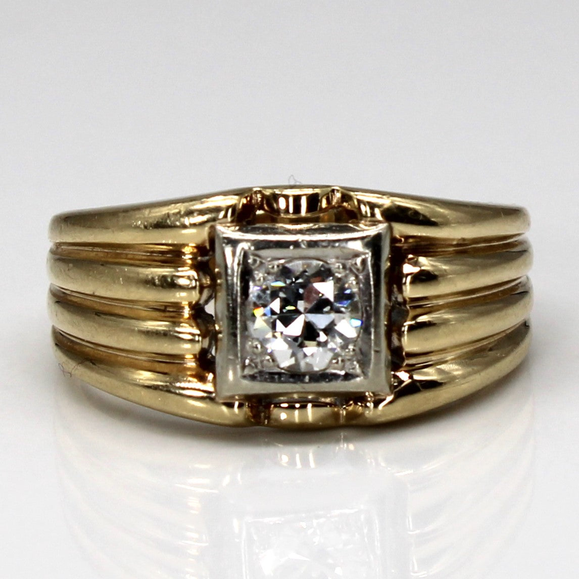 Bague solitaire en or texturé avec diamant | 0,60 ct SI2 H/I | Taille 10,75 |