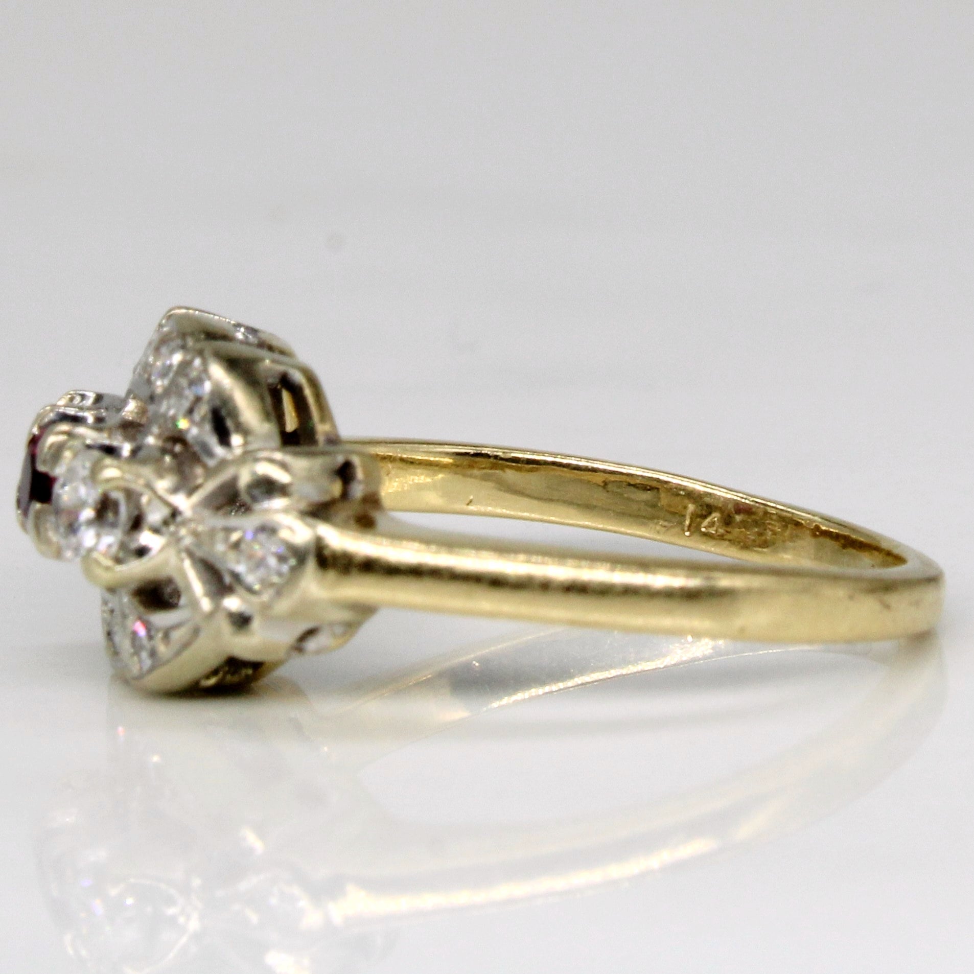 Diamond & Ruby Ornate Ring | 0.25ctw, 0.10ct | SZ 4.5 |