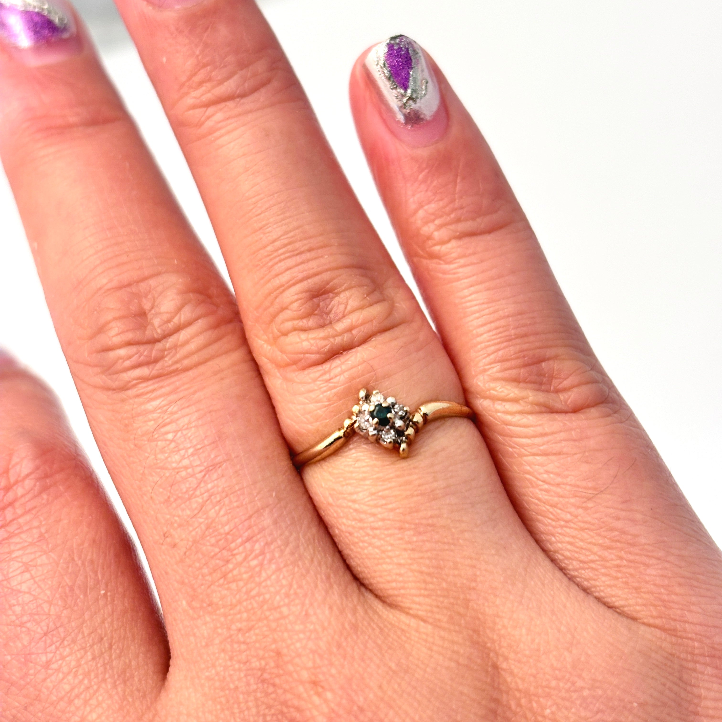 10k Yellow Gold Sapphire and Diamond Ring | 0.03ct, 0.06ctw | SZ 6.25