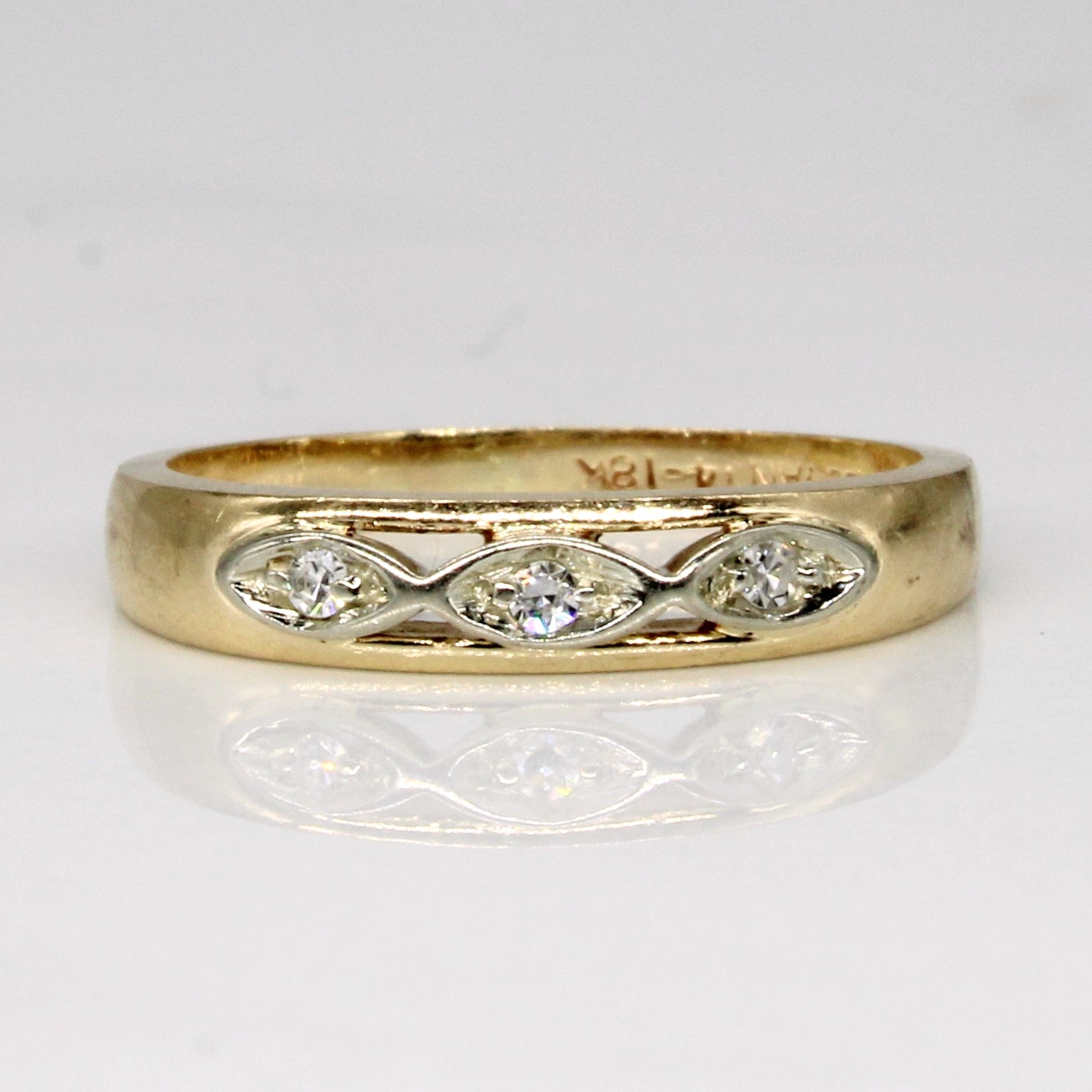 Bague trois diamants | 0,03 ct au total | Taille 4,25 | 