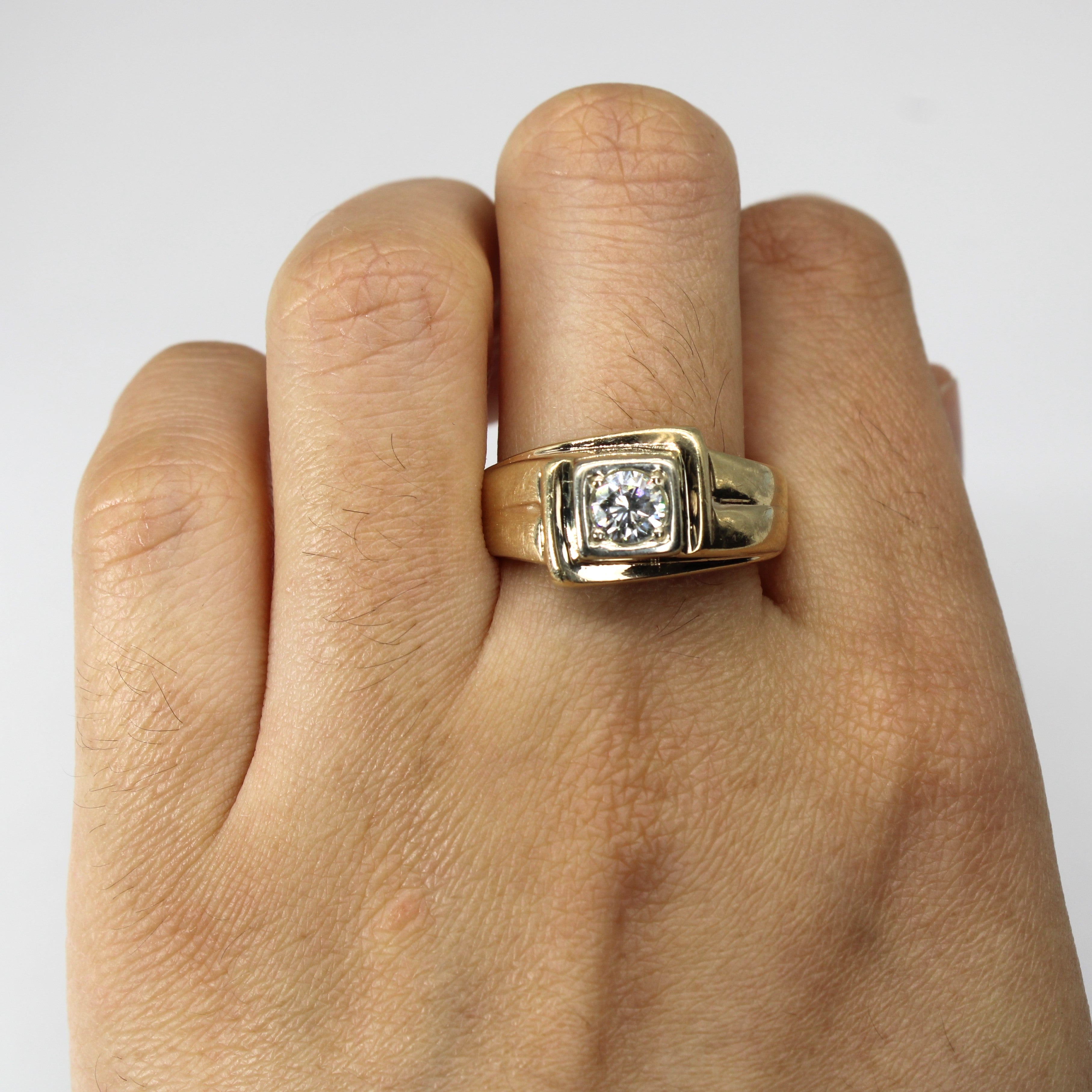 Solitaire Diamond Yellow Gold Ring | 0.50ct VS2 G/H | SZ 11 |