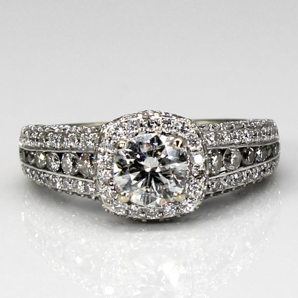 Halo Style Diamond Engagement Ring | 1.30ctw | SZ 4 |