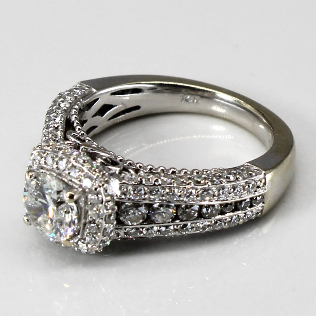 Halo Style Diamond Engagement Ring | 1.30ctw | SZ 4 |