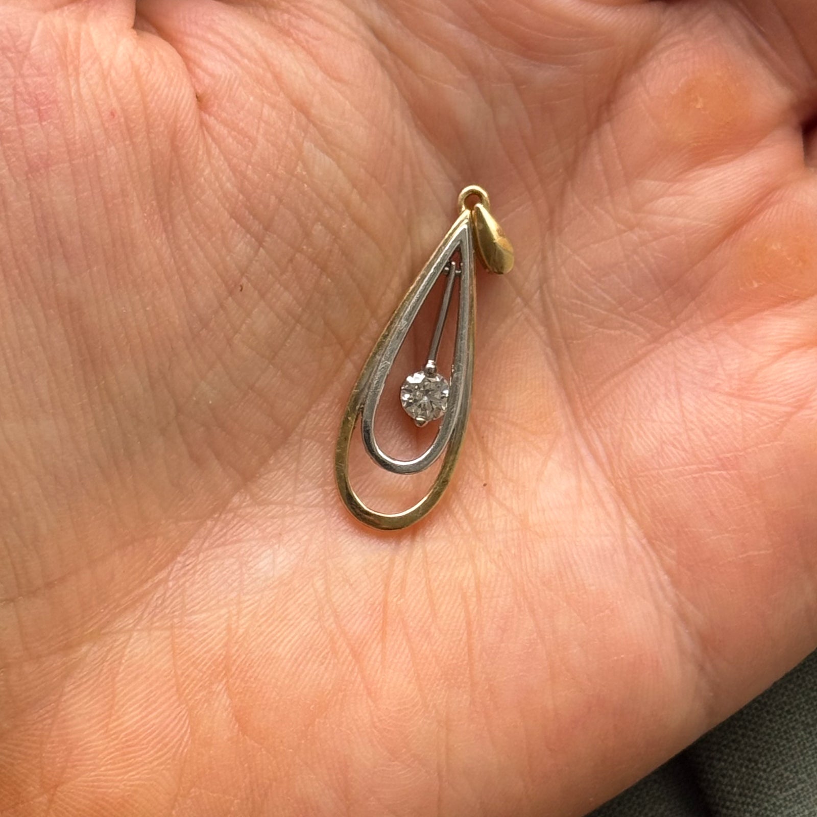 Two Tone Gold Diamond Drop Pendant | 0.22ct |