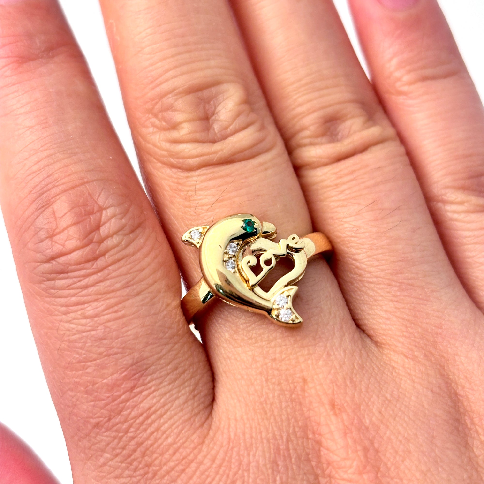 18K Yellow Gold Dolphin Ring | SZ 9