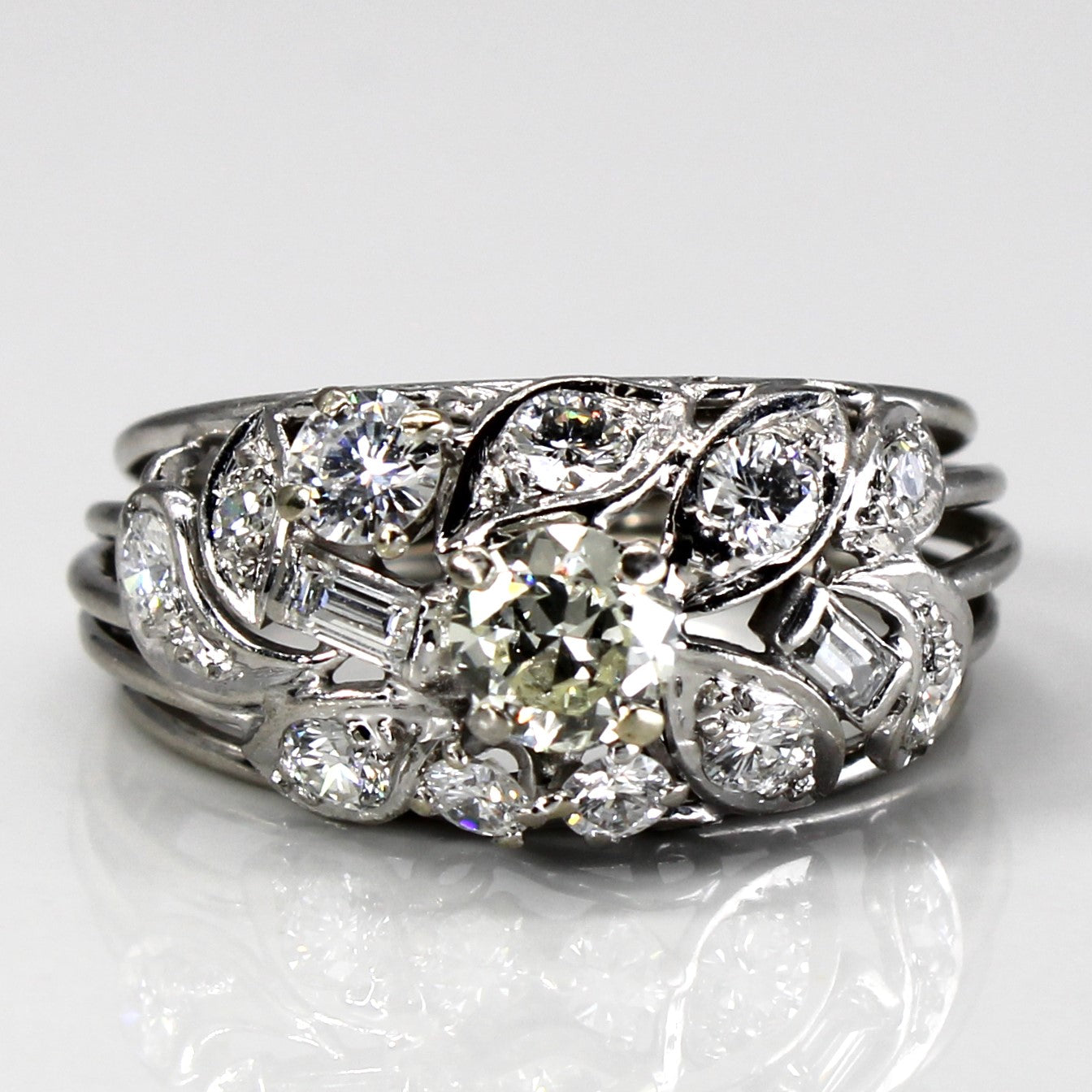 Filigree Design Diamond Ring | 1.36ctw | SZ 8.75 |