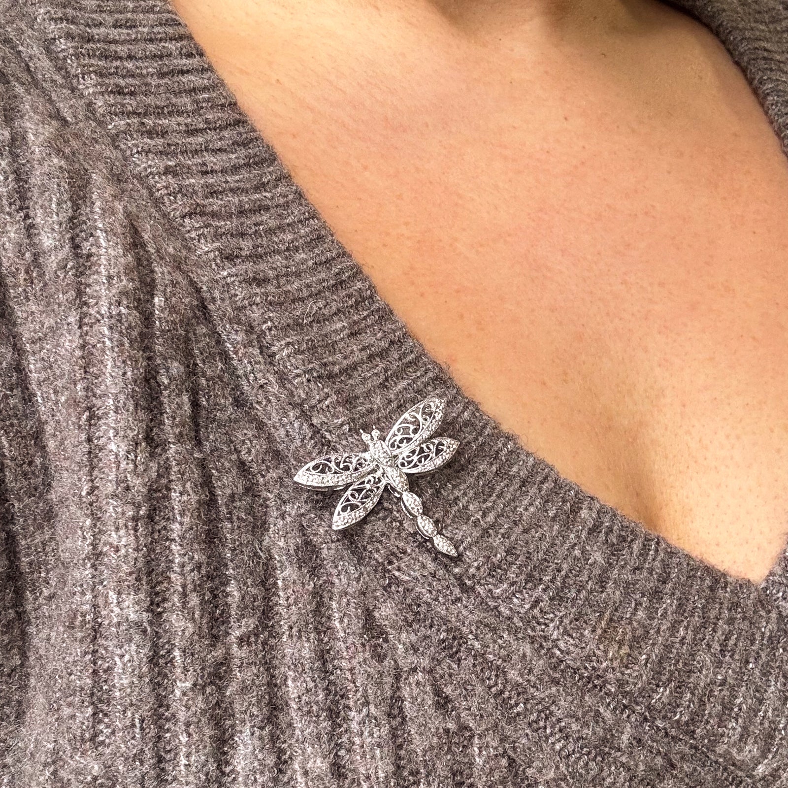 Diamond Dragonfly Brooch | 0.14ctw |