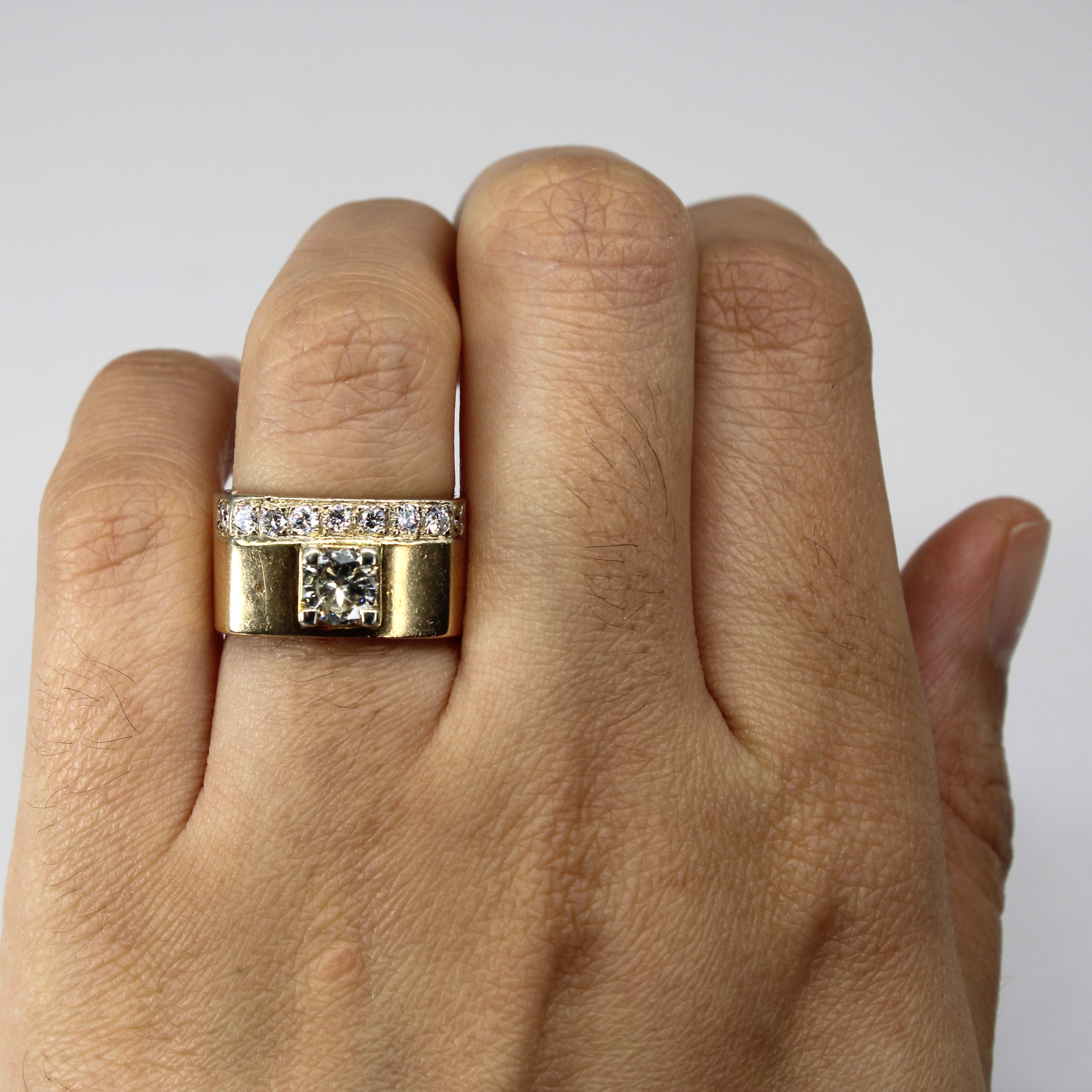 Diamond Wide Gold Band | 0.87ctw | SZ 5.5 |