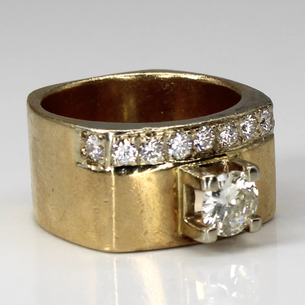 Diamond Wide Gold Band | 0.87ctw | SZ 5.5 |