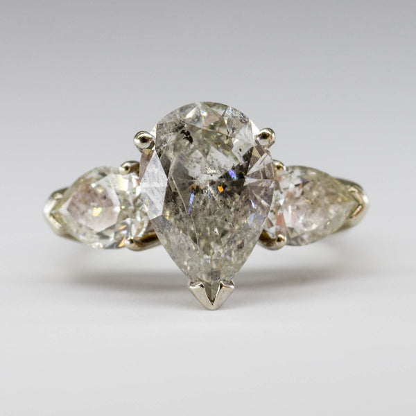 Pear Cut Three Stone Diamond Ring | 6.75ctw I2 I | SZ 6.5 |