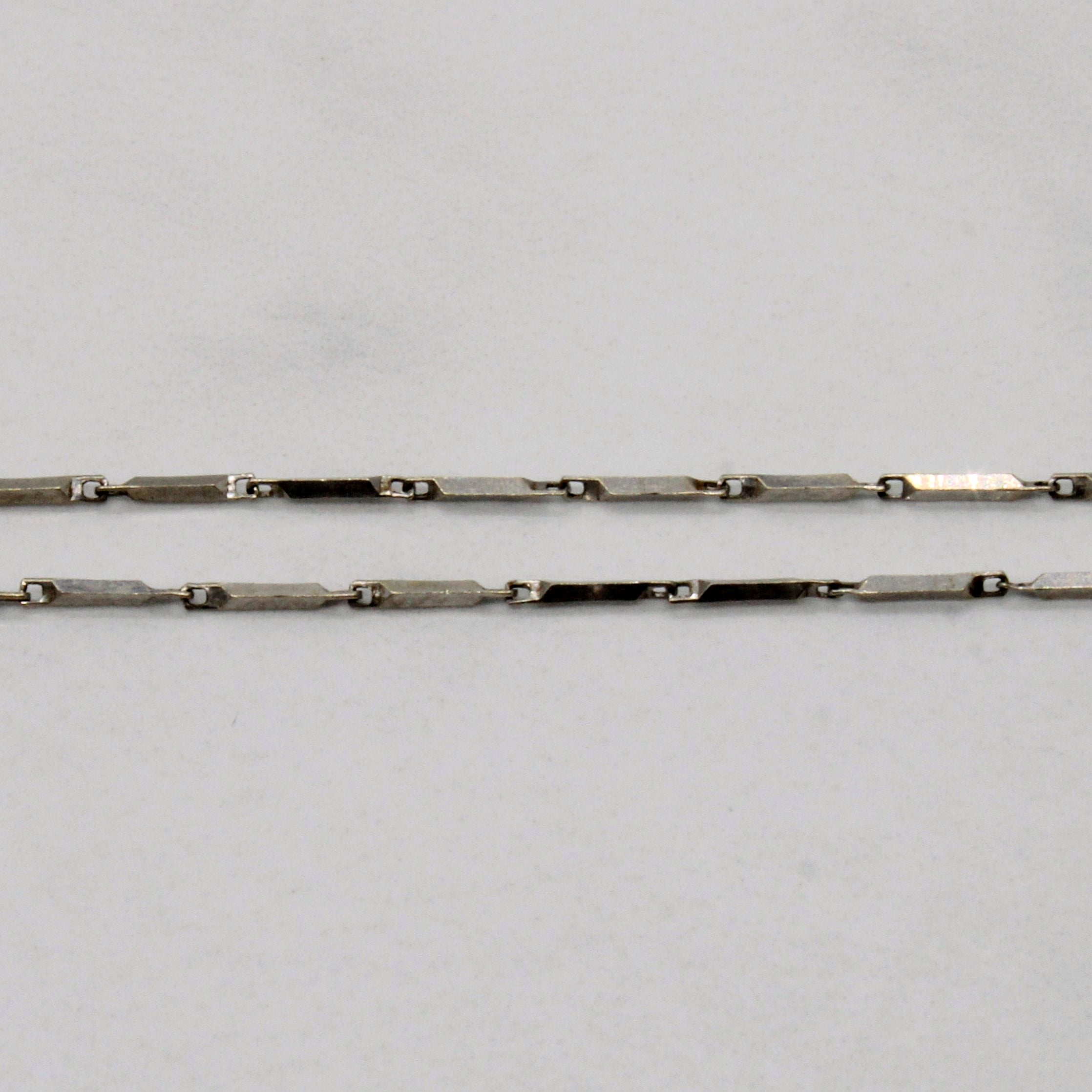 18k White Gold Bar Link Chain | 16" |