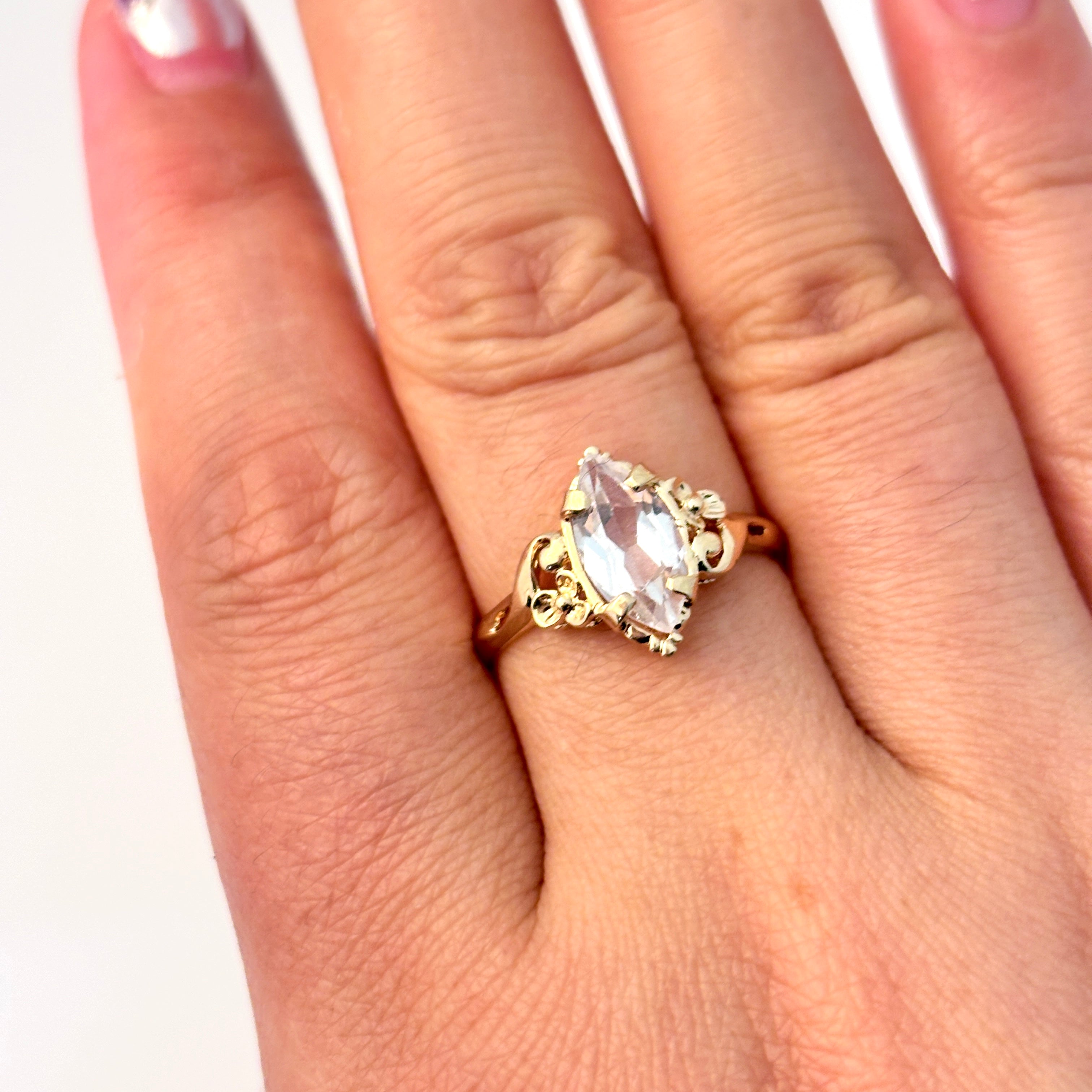 10K Yellow Gold White Topaz Ring | 1.33ctw | SZ 7.75