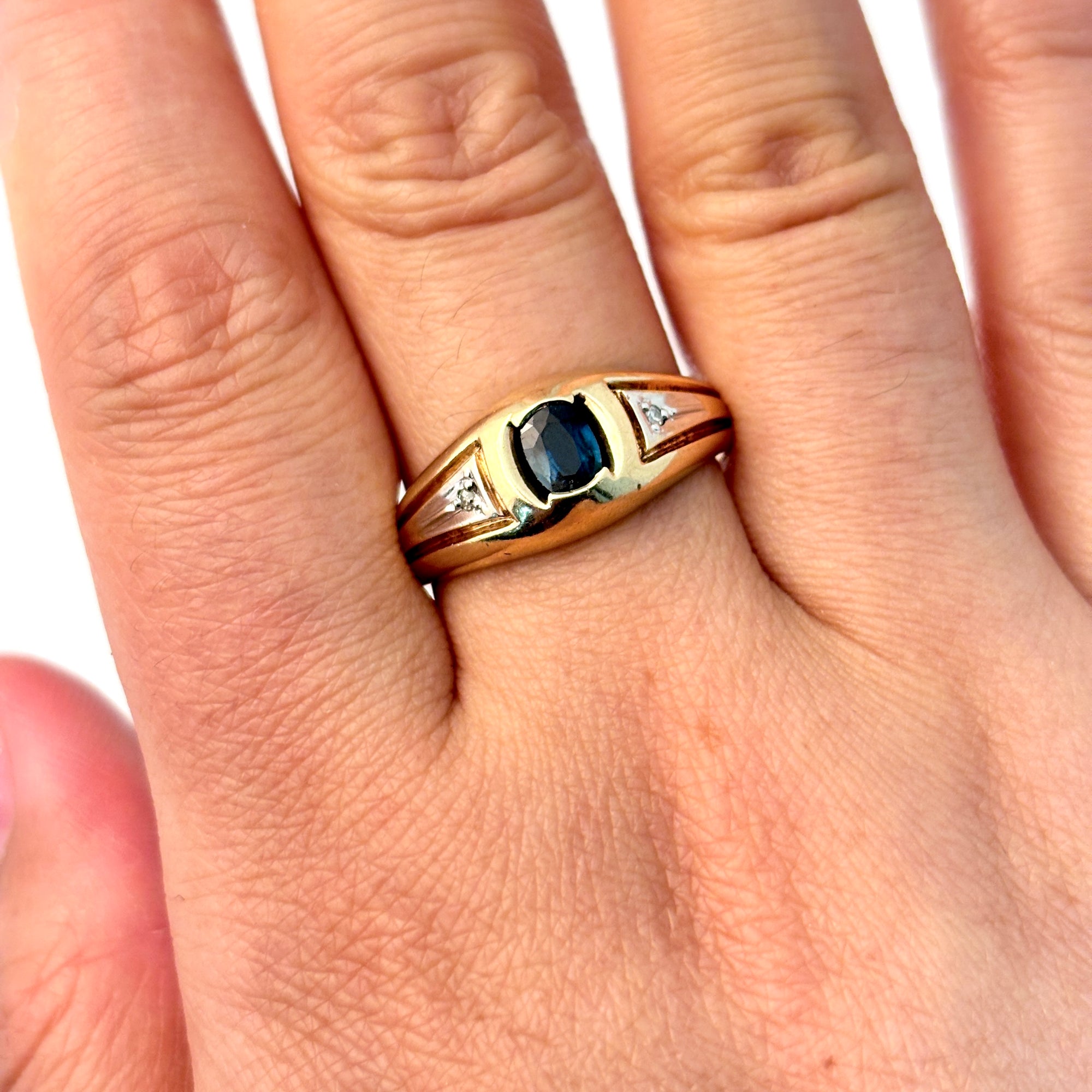 10K Yellow Gold Sapphire and Diamond Ring | 0.38ct, 0.01ctw | SZ 9.75