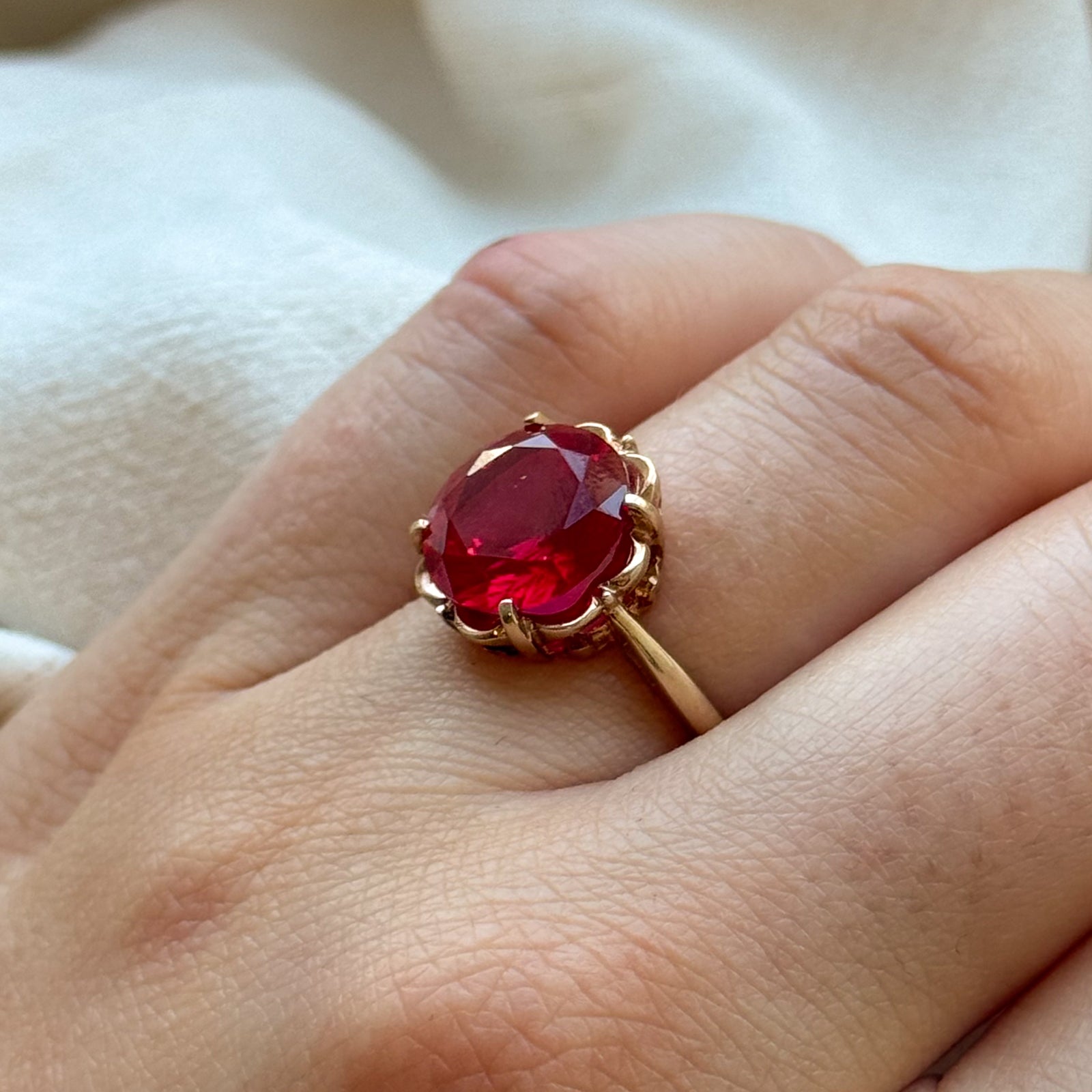 Synthetic Ruby Cocktail Ring | 6.00ct | SZ 5.75 |