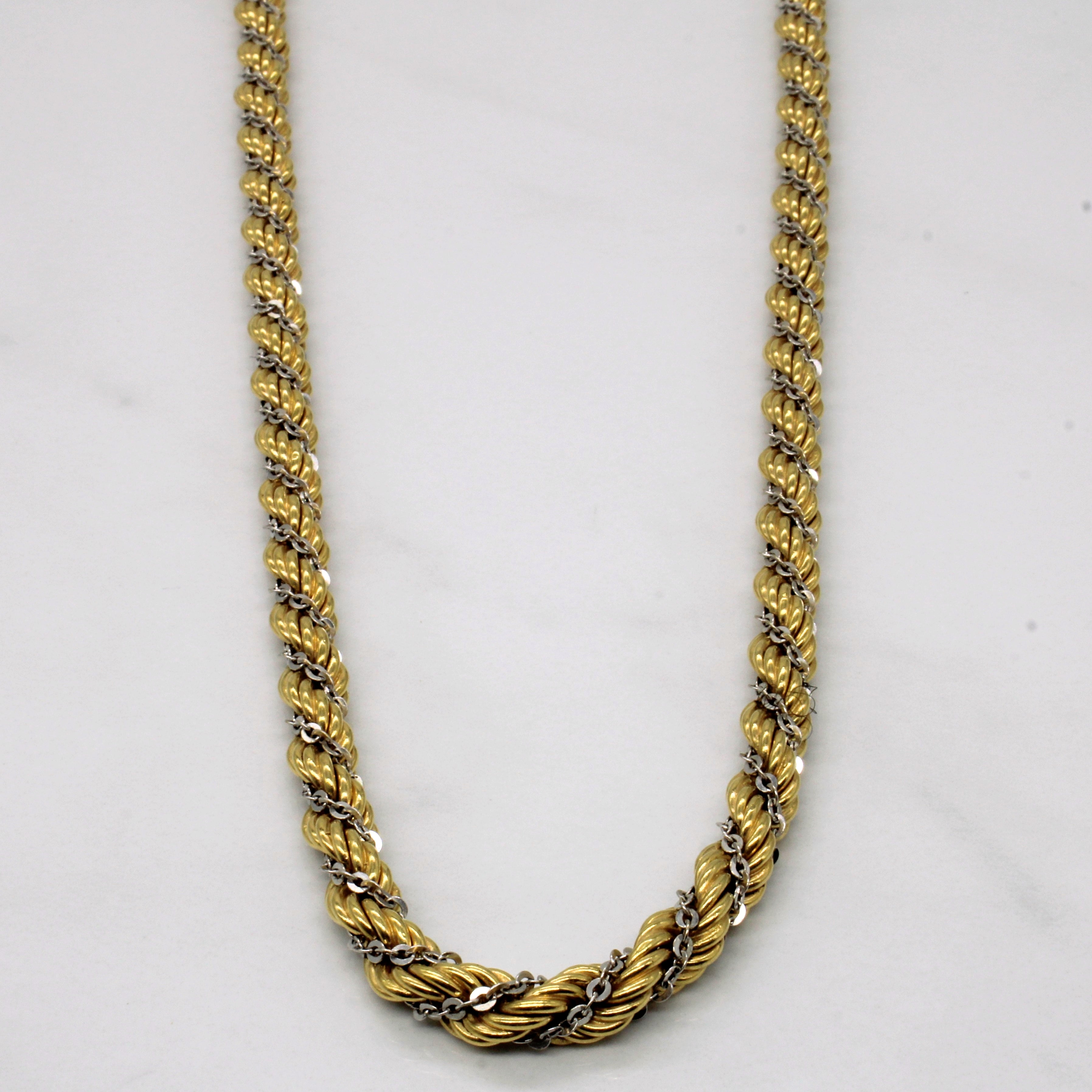 Vintage Italian 18k Two Tone Gold Rope Chain | 22" |