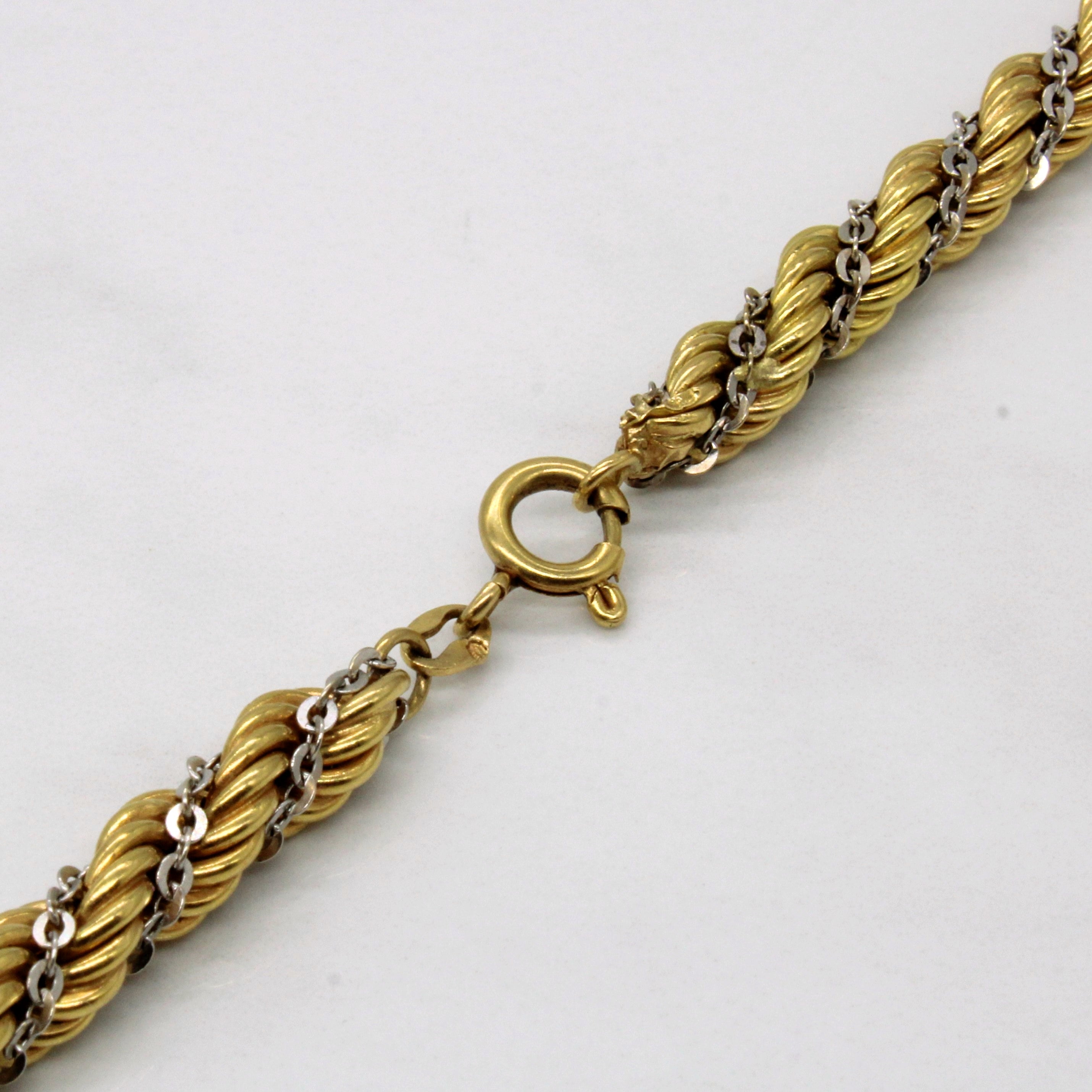 Vintage Italian 18k Two Tone Gold Rope Chain | 22" |