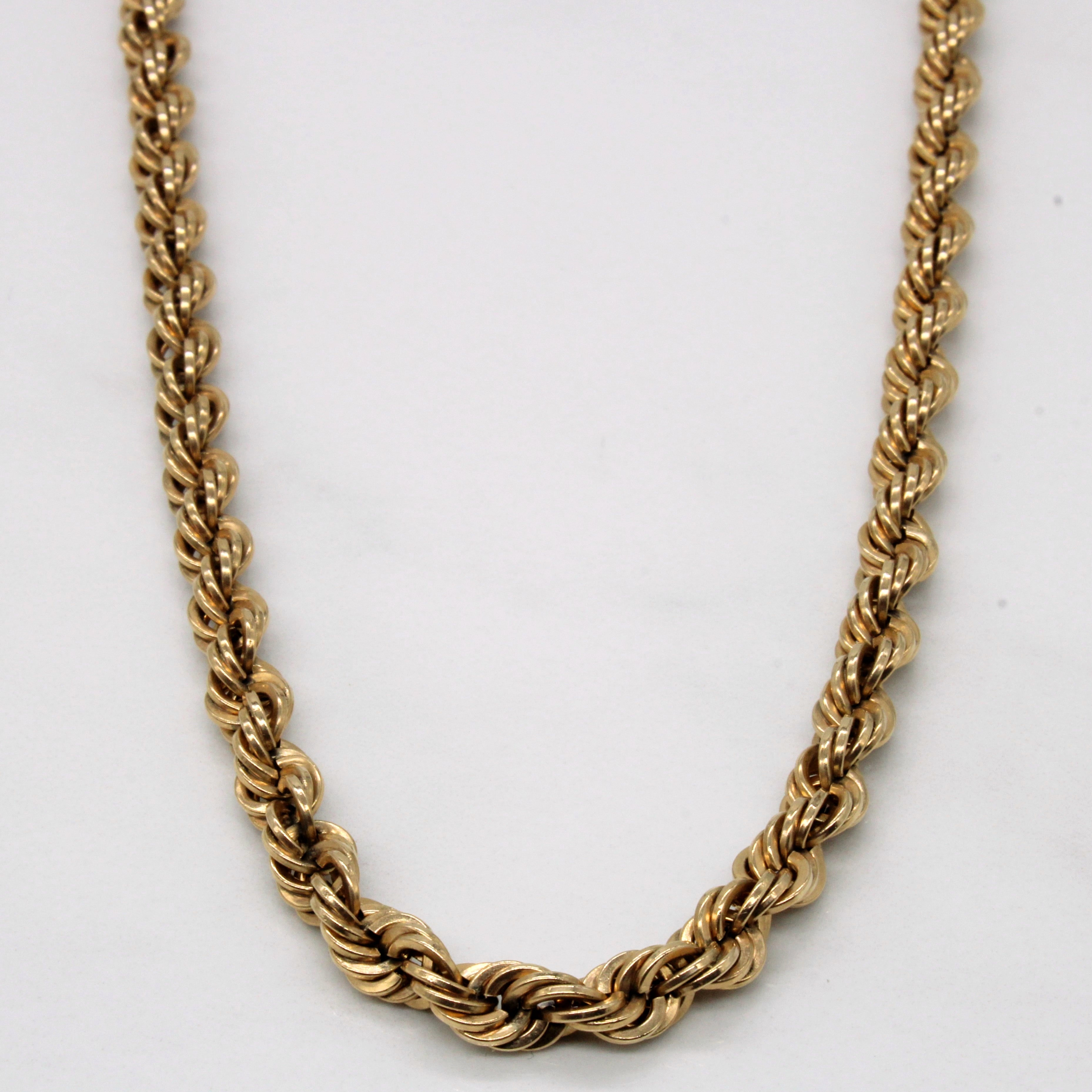 Vintage Italian 18k Yellow Gold Rope Chain | 26" |