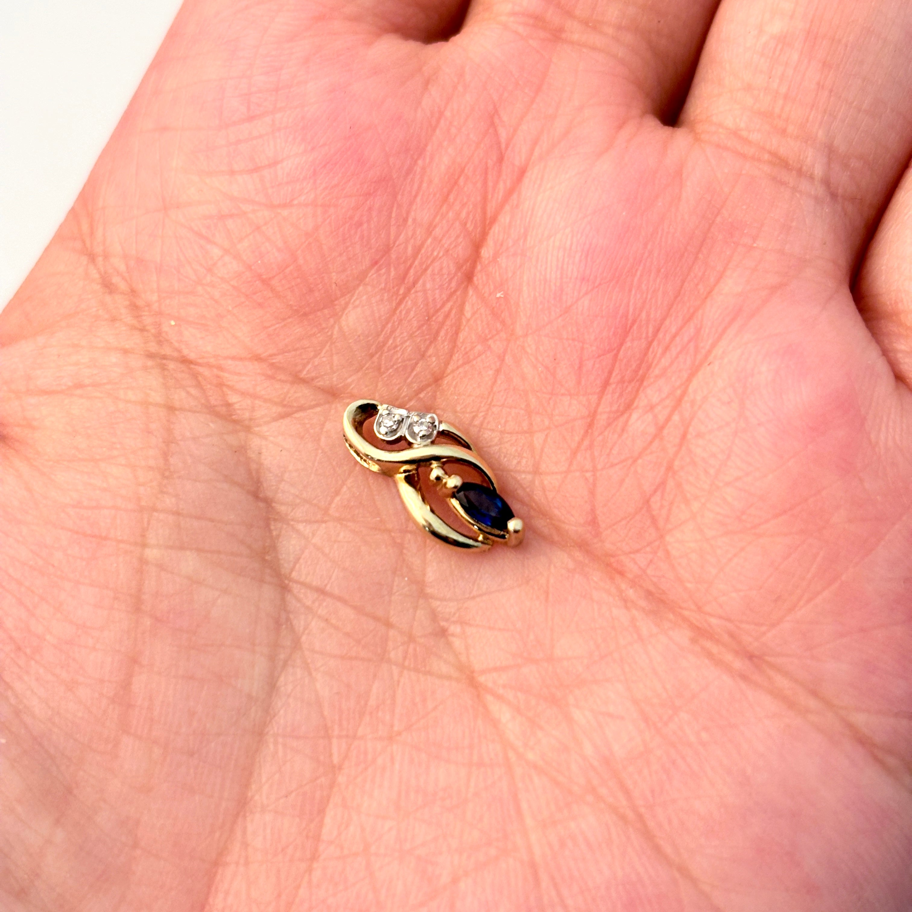 10K Yellow Gold Sapphire and Diamond Pendant | 0.158ct, 0.01ctw