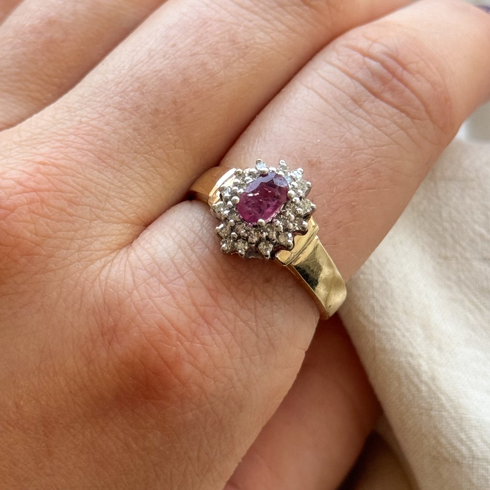 Ruby & Diamond Halo Ring | 0.51ct, 0.26ctw | SZ 9.25 |