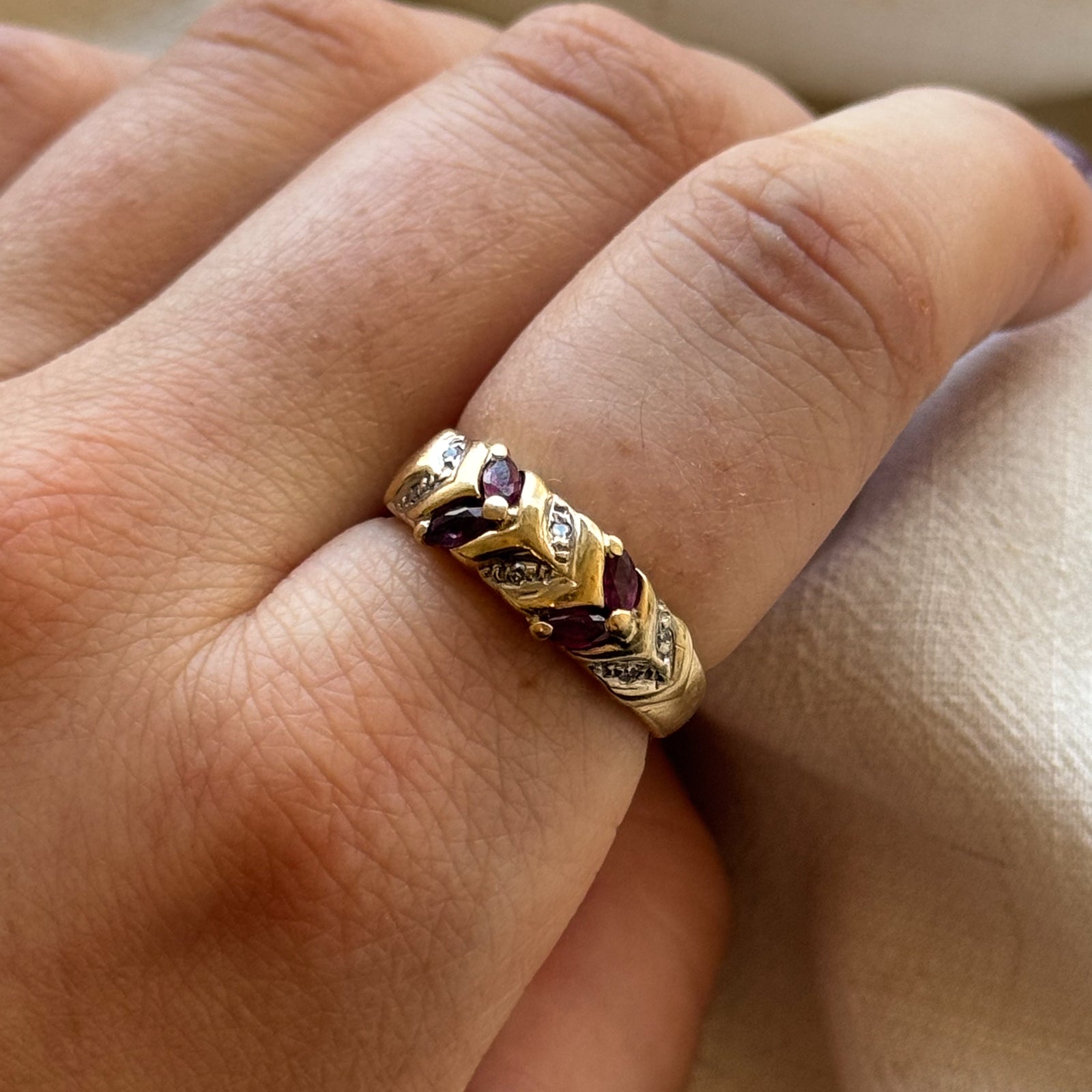 Ruby & Diamond Braided Band | 0.28ctw, 0.03ctw | SZ 6.75 |