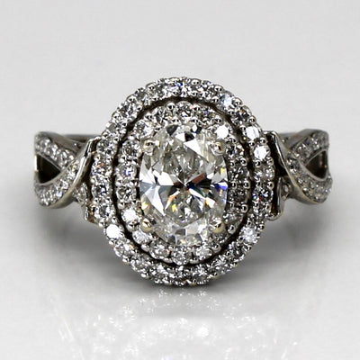 Halo Diamond Engagement Ring | 1.73ctw VVS2 G | SZ 4.75 |
