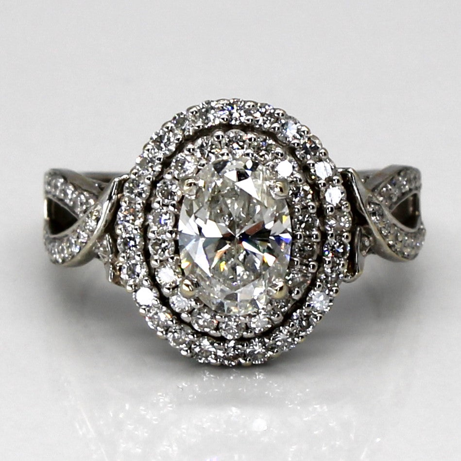 Halo Diamond Engagement Ring | 1.73ctw VVS2 G | SZ 4.75 |