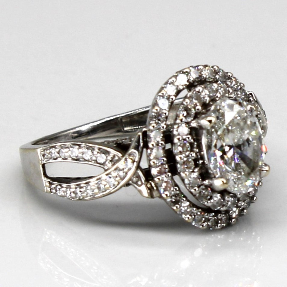 Halo Diamond Engagement Ring | 1.73ctw VVS2 G | SZ 4.75 |