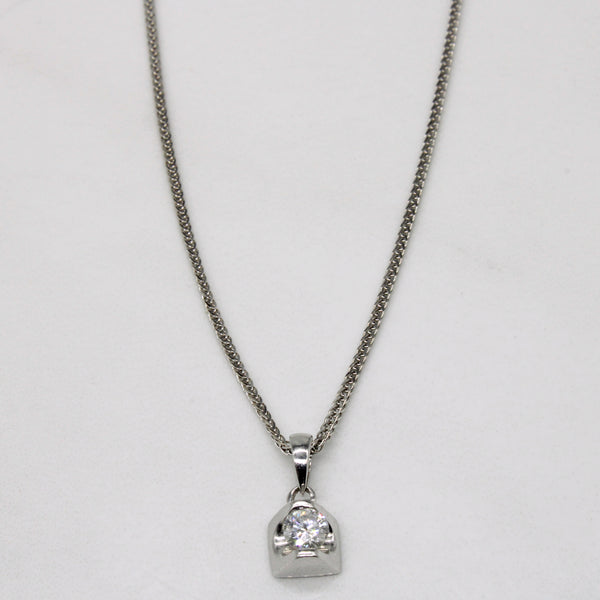 Tension Set Diamond Pendant & Necklace | 0.20ct | 18